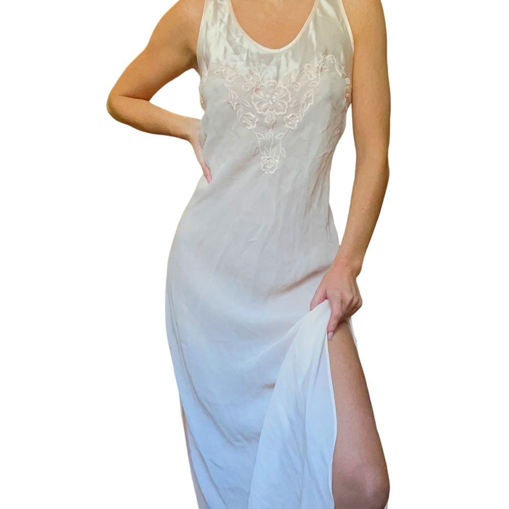 Vintage pink midi slip dress with embellishments